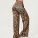 Leopard print casual flared wide-leg pants