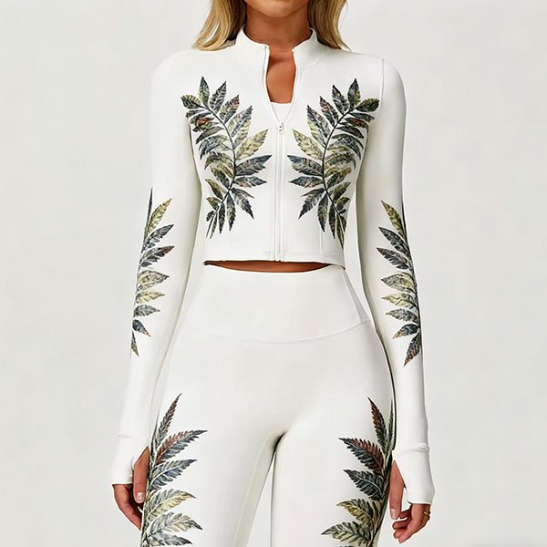 Geometric Pattern Zipper Outdoor Climbing Yoga Jacket