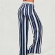 Blue and white striped casual wide-leg pants